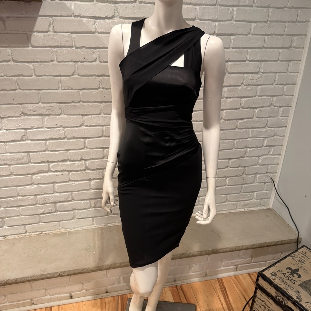 REISS Black Asymmetrical One Shoulder Cocktail Size 4 NWT Bodycon - Picture 3 of 15